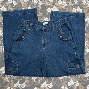 Cello Blue Denim with Detail Baggy Wide Leg 100% Cotton